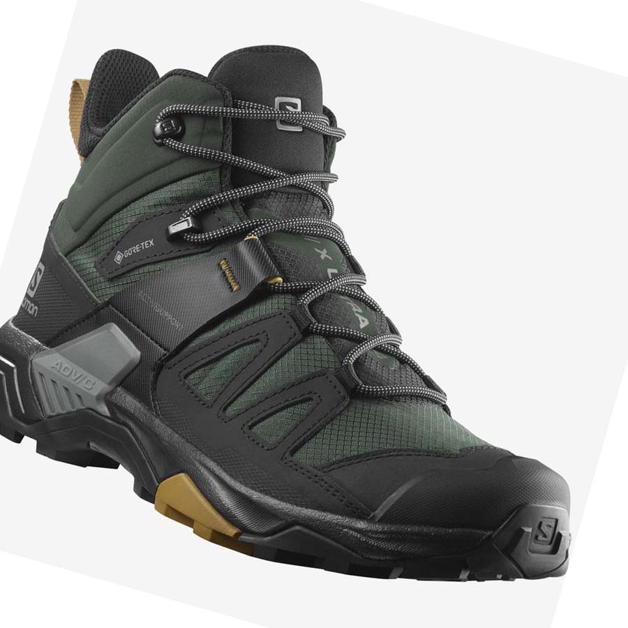 Salomon X ULTRA 4 MID GORE-TEX Túracipő Férfi Zöld Fekete | HU 2083MQZ